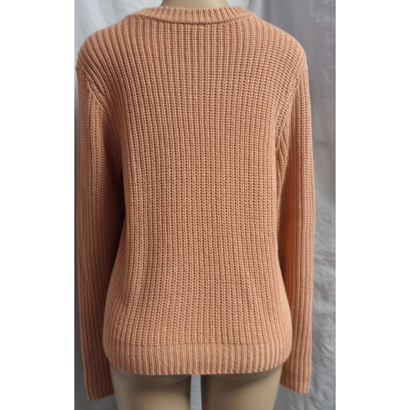 ANN TAYLOR DARK PEACH RIBBED KNIT CASUAL CAREER COTTON WARM SWEATER SIZE: M NWT - Picture 3 of 4